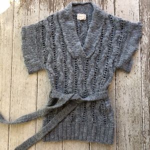 KENJI 45%wool/acrylic V-neck tie waist sweater